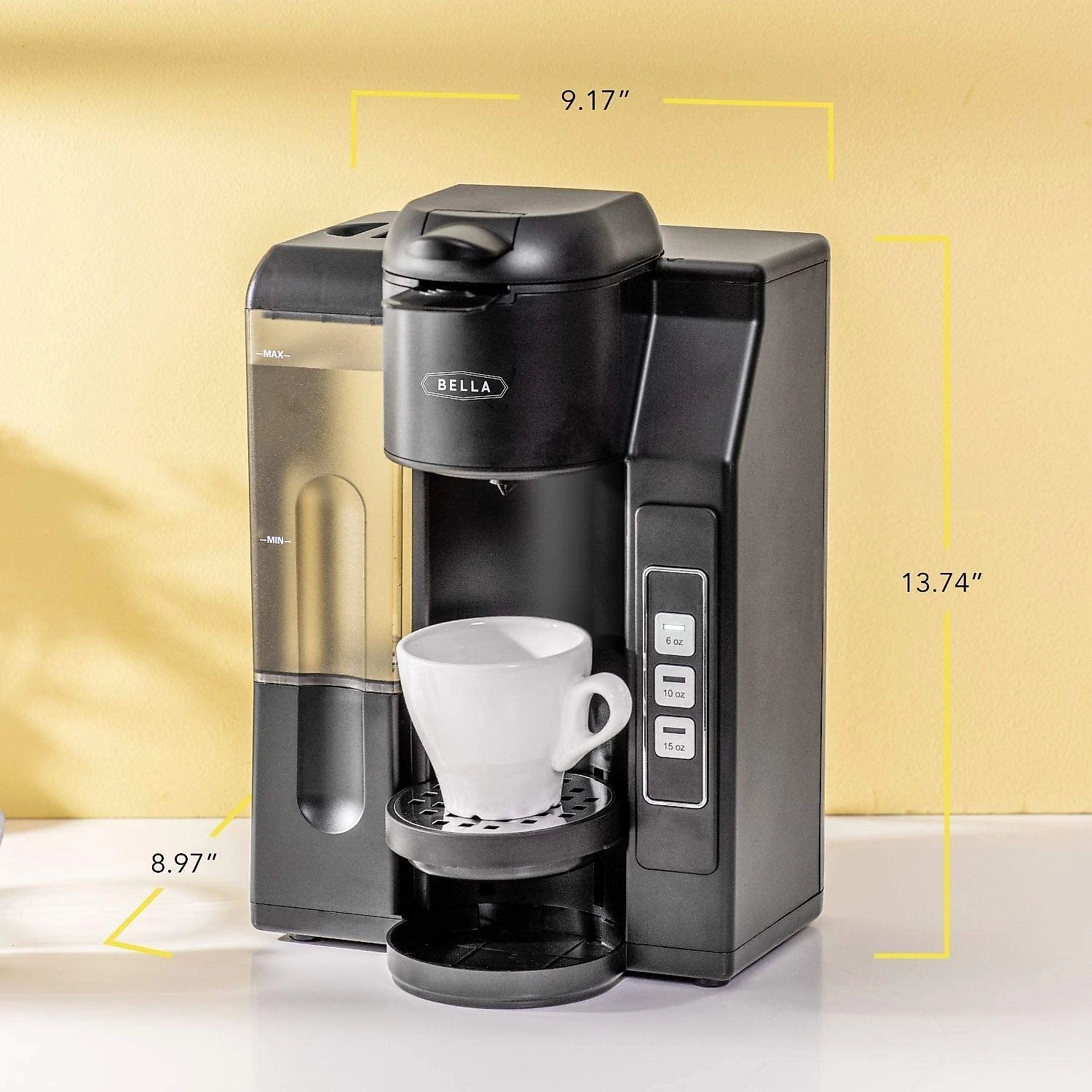 BELLA 17244 Máquina de Café Expresso Manual 12L com Bandeja d e Gotejamento Ajustável 110V Preta