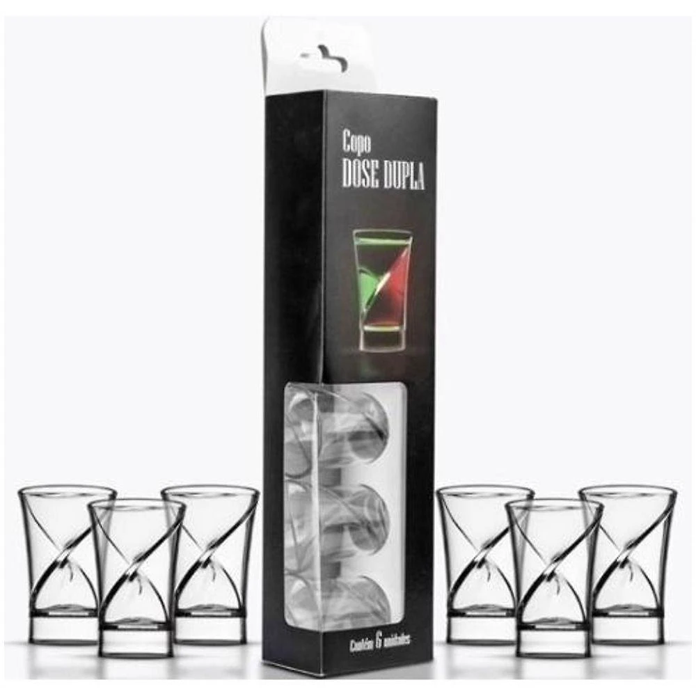Kit Copo Dose Dupla em Acrílico para Shot e Tequila 34ML 6 Unidades Higipack