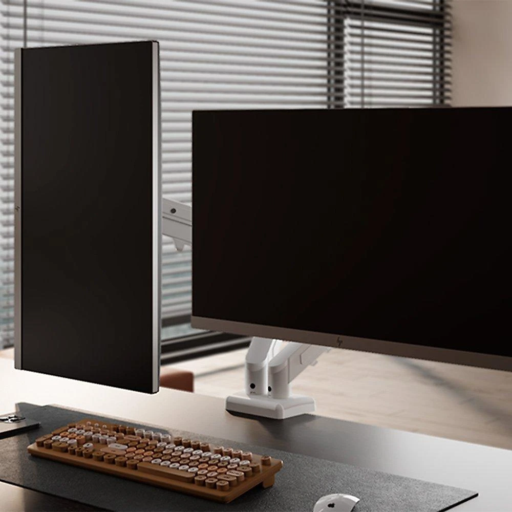 Suporte de Mesa Articulado para 2 Monitores de 17" a 32" FlexiSpot F5D, Ajustes com Pistão a Gás, VESA, Branco - F5DW