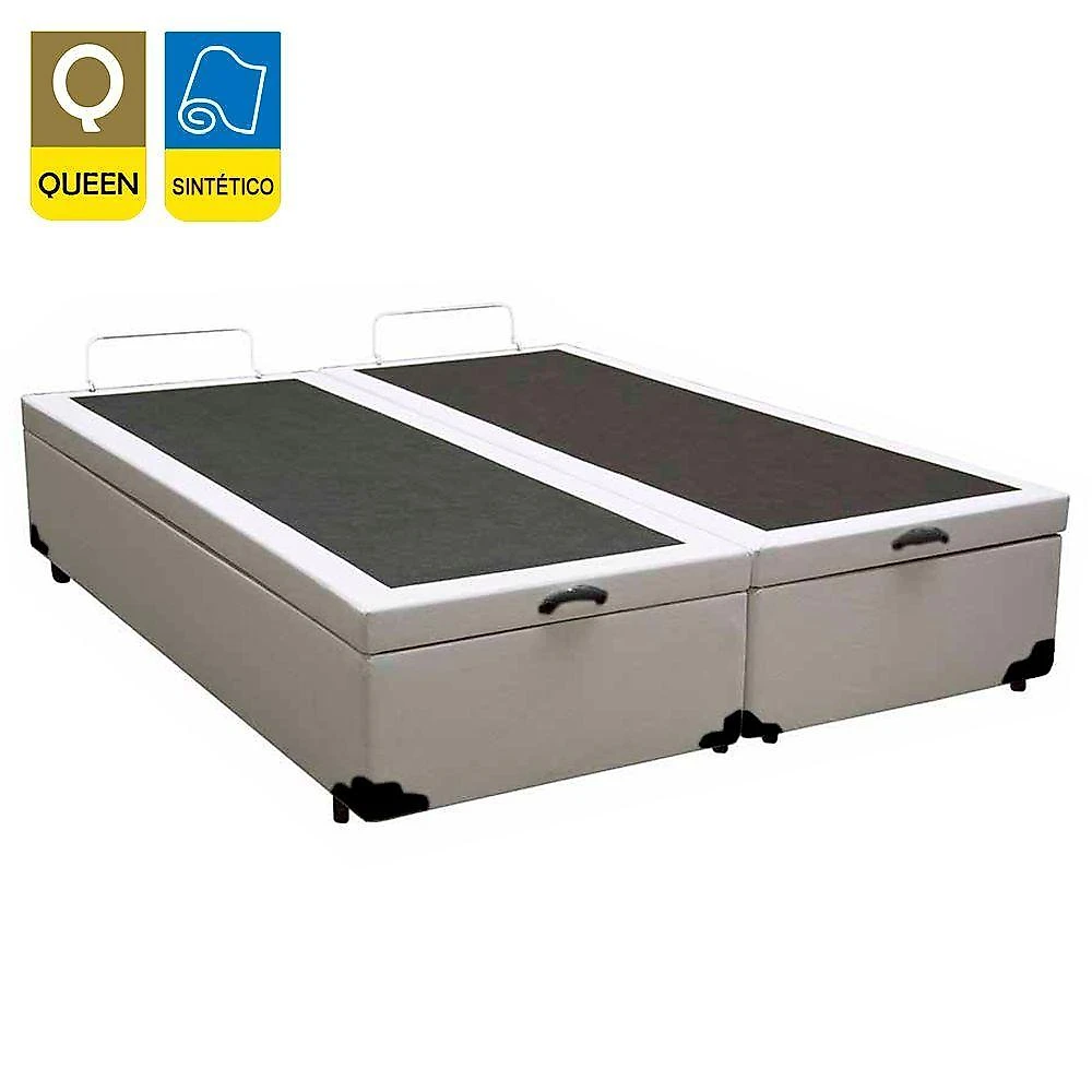 Cama Box Baú Queen Bipartido Sintético Sereneprime Branco 158x198x44