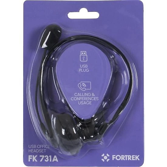 Headset office fortrek fk 731a usb preto