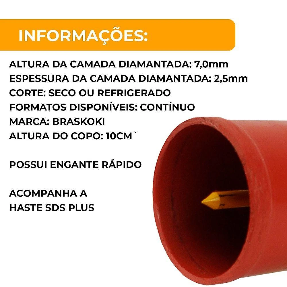 Serra Copo Diamantada 60mm Haste Sds Plus Engate Rápido único