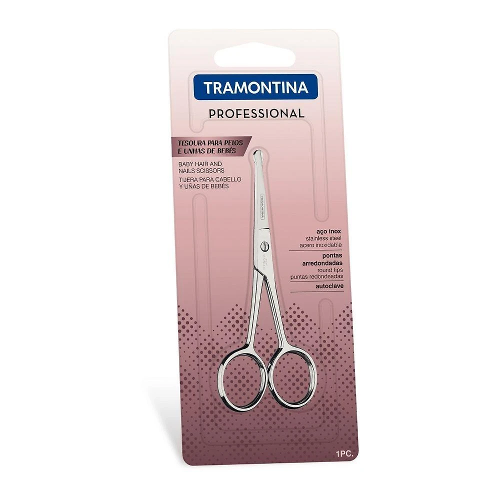 Tesoura de Unha para Bebê 4 Polegadas Aço Inox Tesoura de Pelos e Unha para Bebês Tramontina