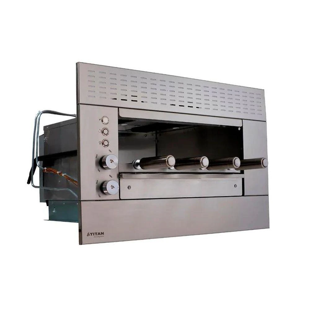Churrasqueira a Gás de Embutir SUPREMA 04 g com 4 Espetos Painel Ventilado Cinza Titan 220V