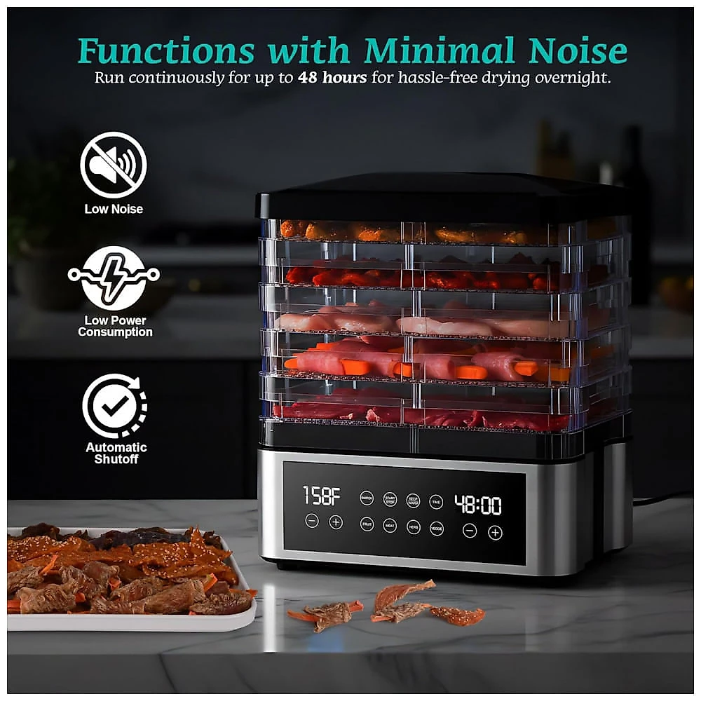 Desidratador de Alimentos Tupoyi Aço Inox 5 Bandejas 29 cm Controle Automático de Temperatura 350W