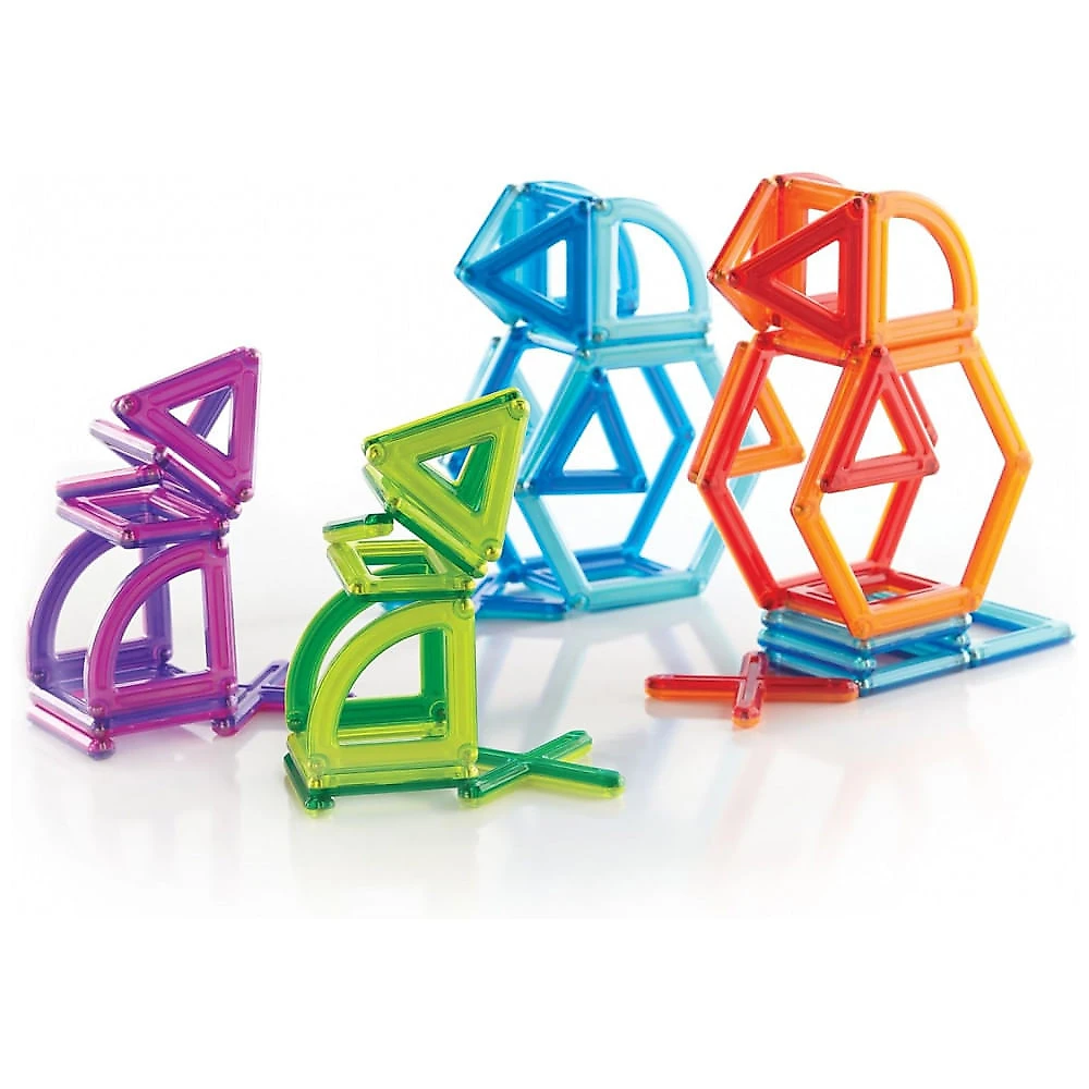 Conjunto de blocos magnéticos Guidecraft PowerClix Frames com 74 peças em ABS translúcido para construções geométricas 2D e 3D STEM