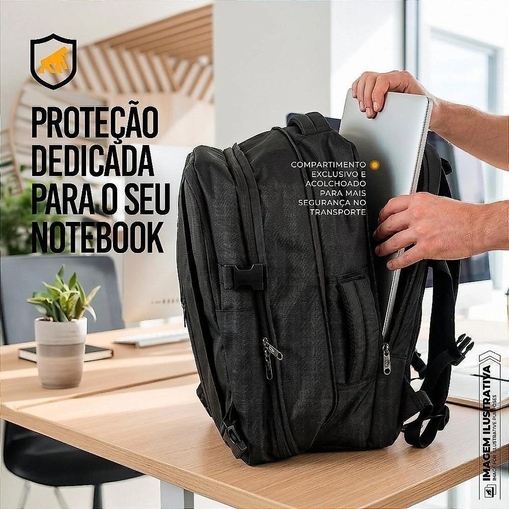 Mochila Mala de Mão para Notebook Até 17 Gshield Survivor 38L Preto