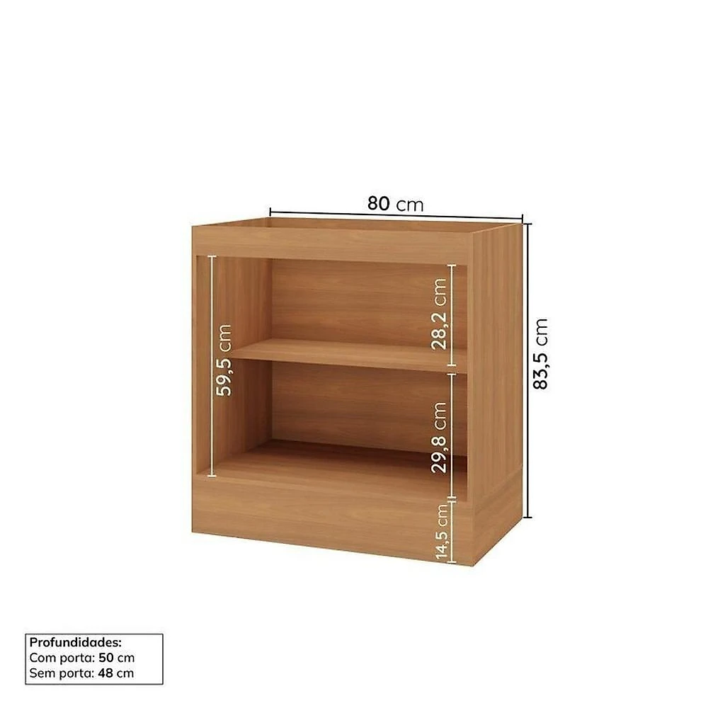 Cozinha Compacta 4 Peças 2 Aéreos 2 Balcões Soho CabeCasa MadeiraOriginals Freijó/Azul