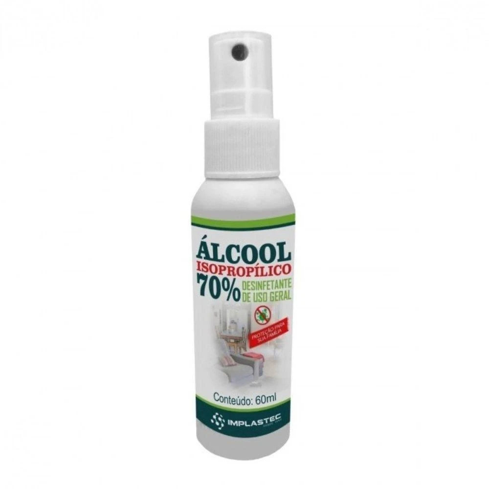 Miniatura Alcool Isopropilico 70% 60ml Implastec1 Unidade