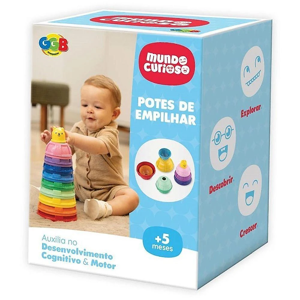 Brinquedo Educativo Potes de Empilhar Coloridos GGB Plast