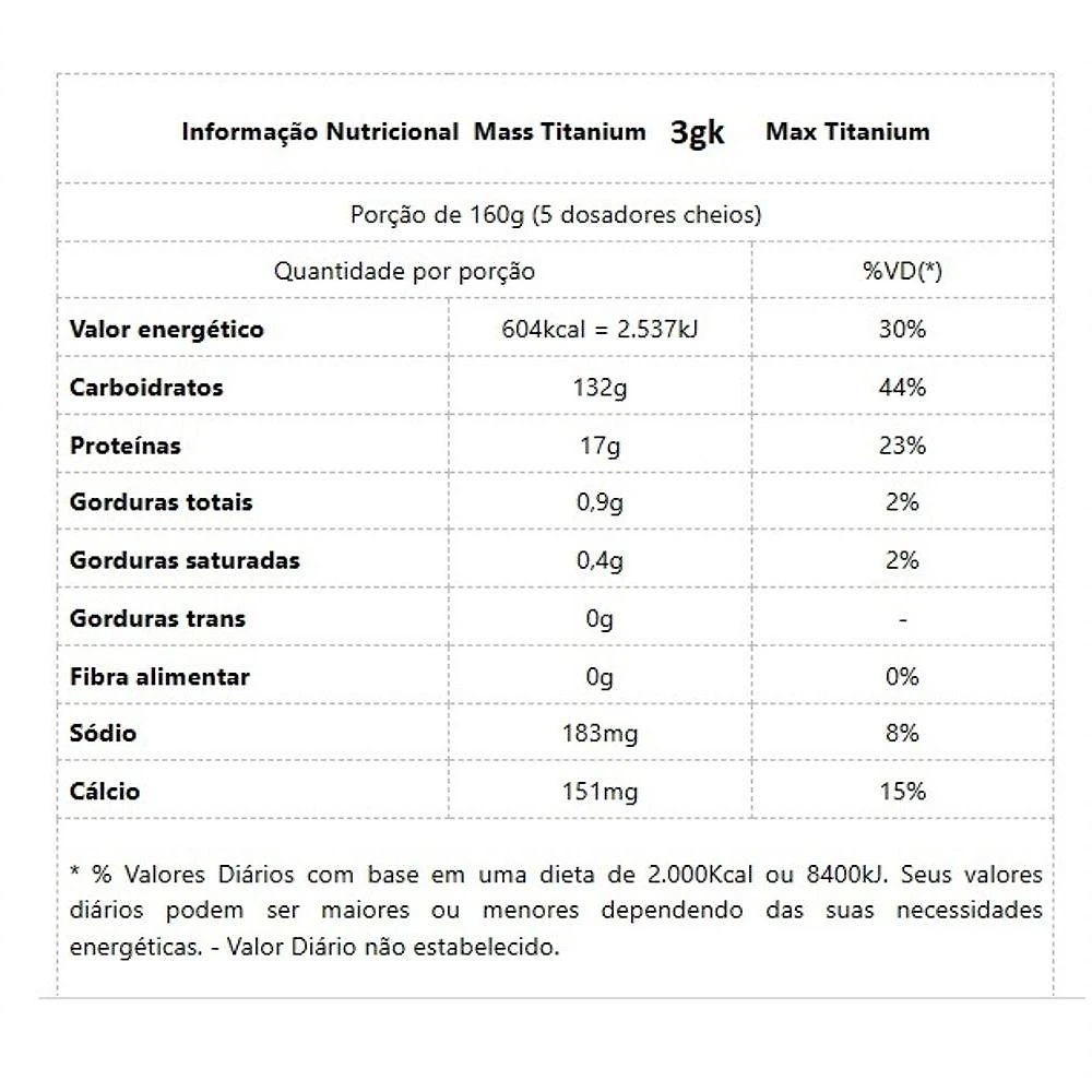 Miniatura Mass Titanium 17500 3kg Sabor Morango
