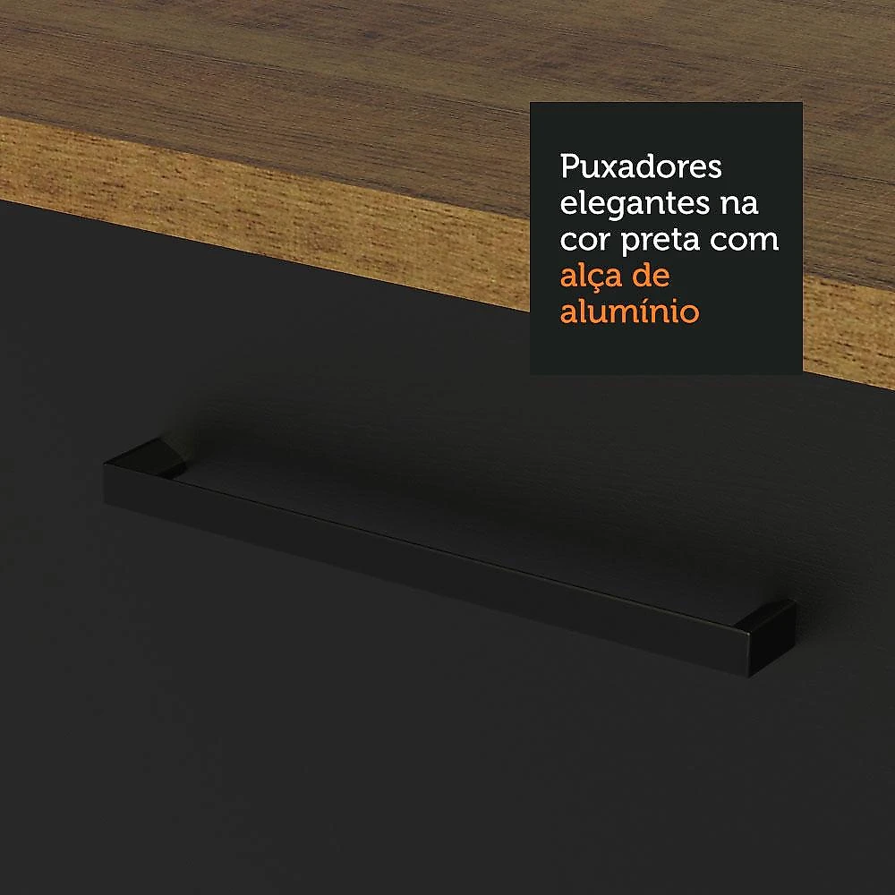Armário de Cozinha Completa 310cm Rustic/Preto Agata Madesa 02 Rustic/Preto