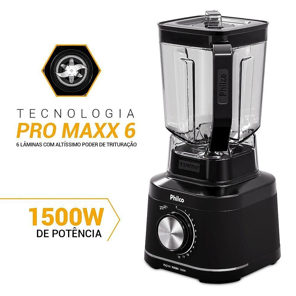 Liquidificador Philco PLQ15A 1500W 3,1L 12 Velocidades Preto 110V