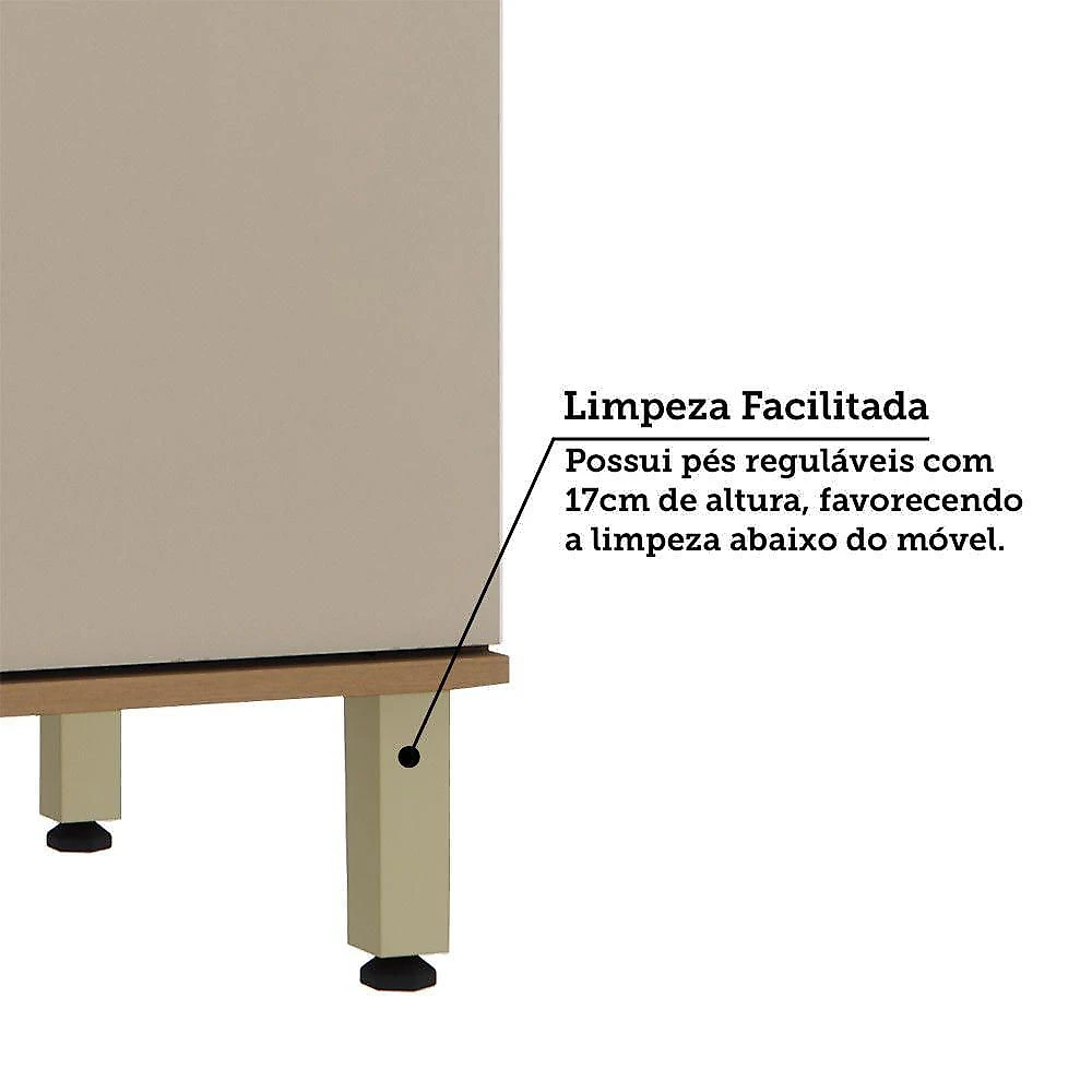 Balcão de Cozinha 3 Portas 2 Gavetas MDF 120CM Café Luciane Móveis