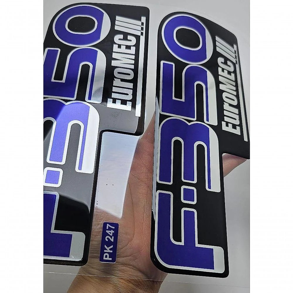 Kit Emblema Ford F-350 Cumins Adesivo Resinado Azul
