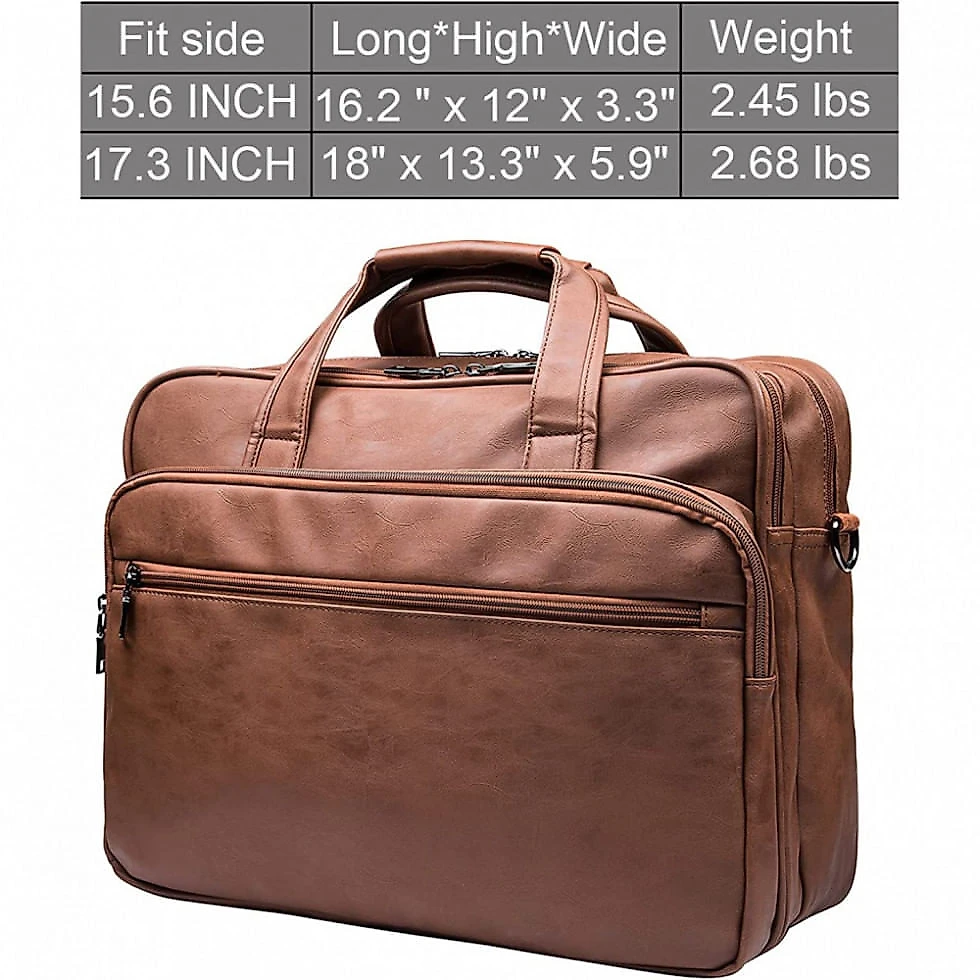Bolsa Maleta Seyfocnia de Couro Masculina para Laptop , Marrom