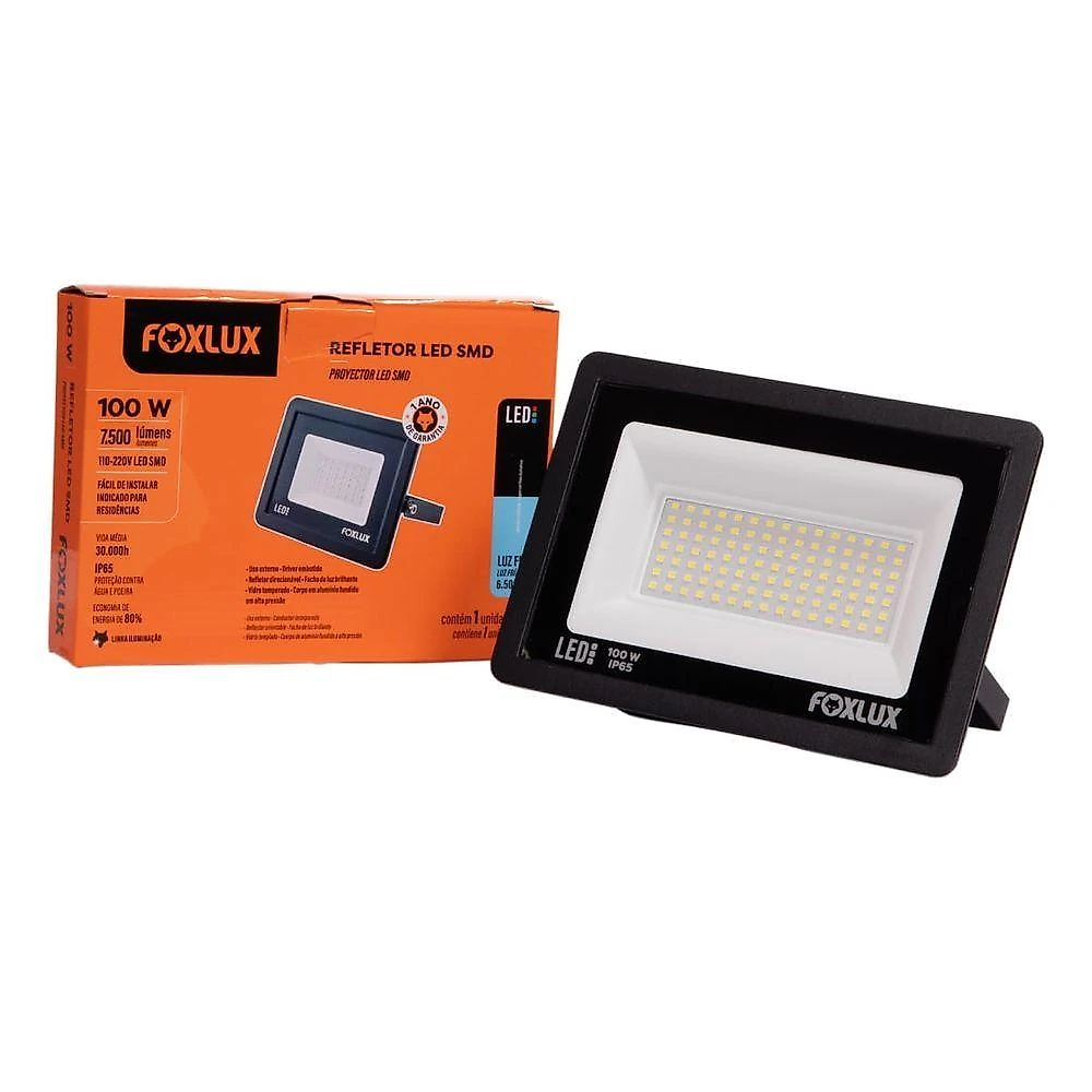 Refletor LED LED38.23 100W Branco Frio IP65 Kit com 10 Foxlux