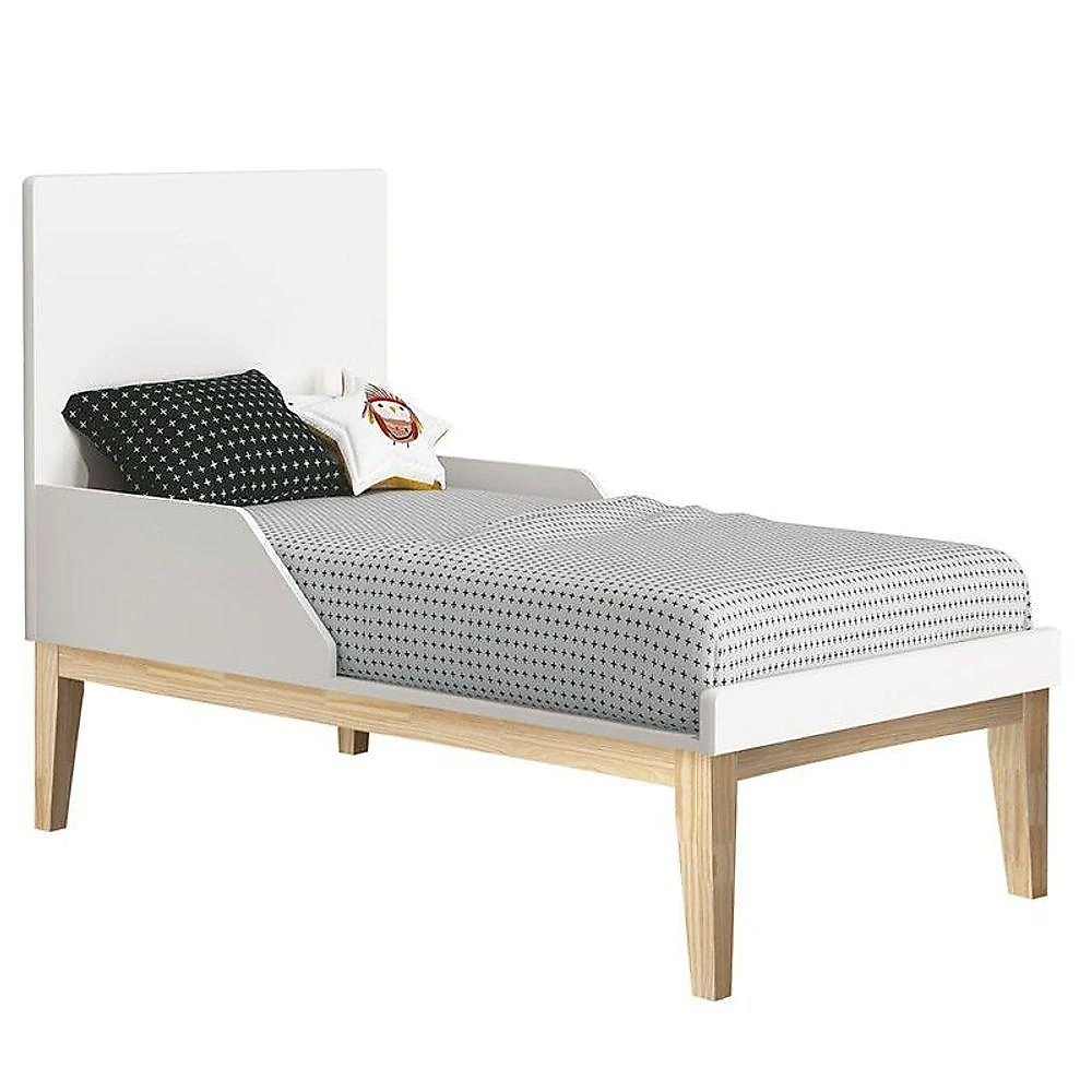 Quarto De Bebê Classic 3 Portas Com Colchão Branco Pés Madeira Natural - Reller