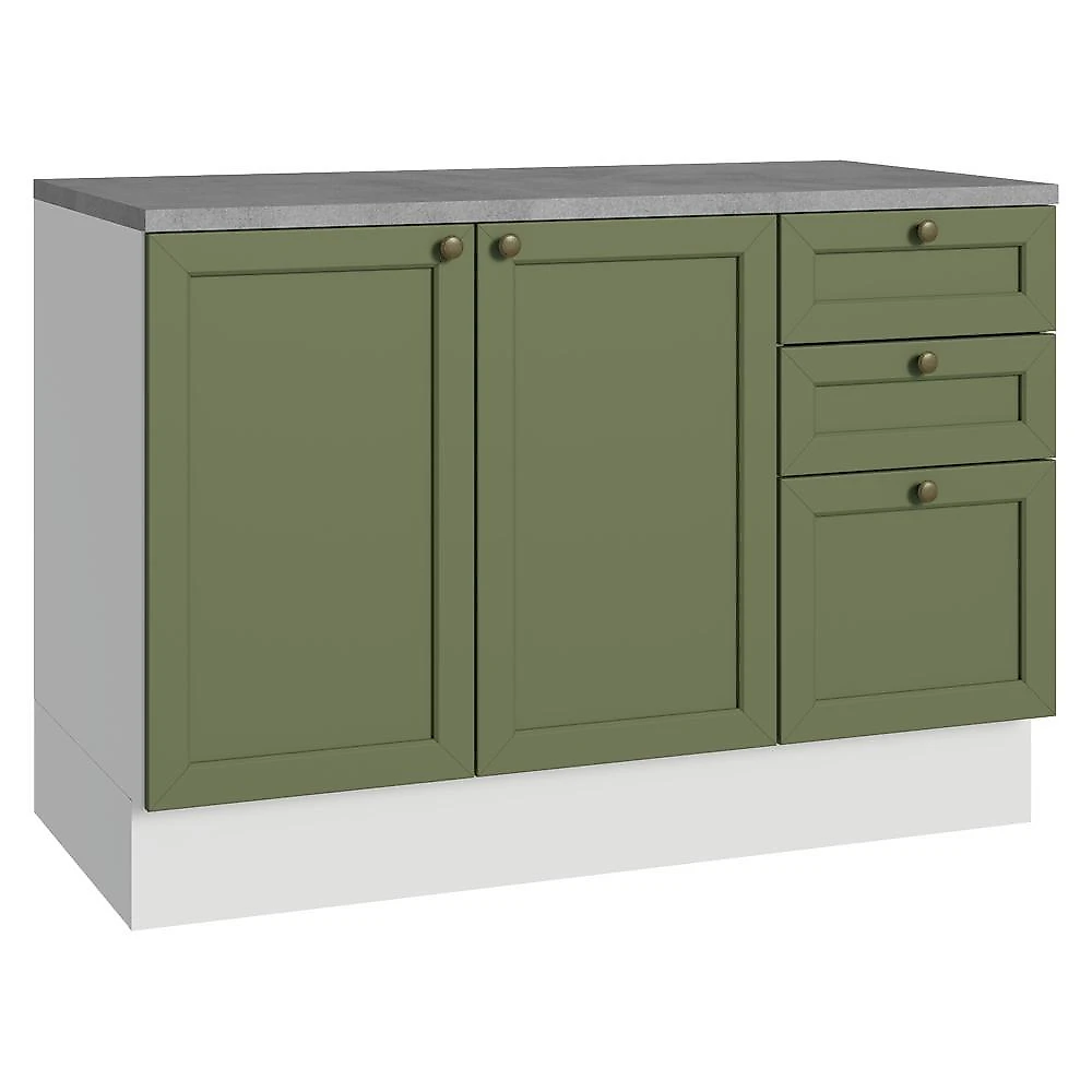Balcão de cozinha 120 cm 2 portas 3 gavetas branco/verde vik madesa