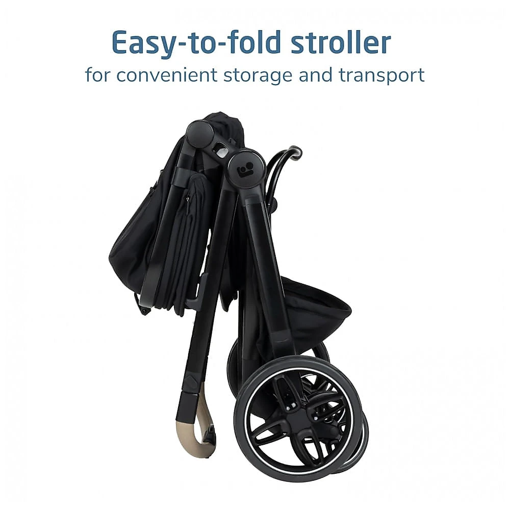 Sistema de Passeio Maxi-Cosi Zelia Pro 5-em-1 com Bebê Conforto Mico Pro Preto Caviar Cáspio