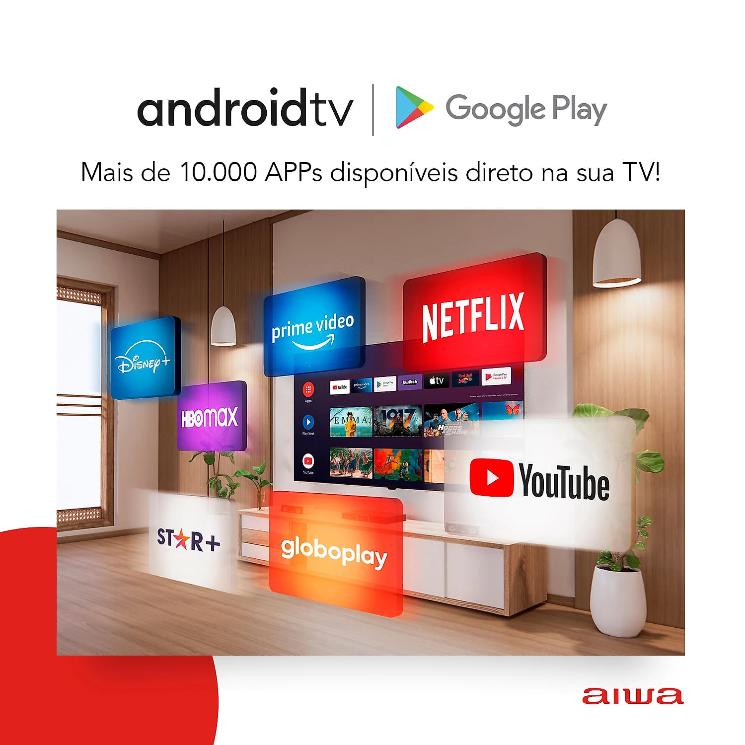Miniatura Smart TV AIWA 32” Android HD Borda Ultrafina HDR10 Dolby Áudio AWS-TV-32-BL-02-A TV 32 ANDROID BORD INF AWS-TV-32-BL-02-A