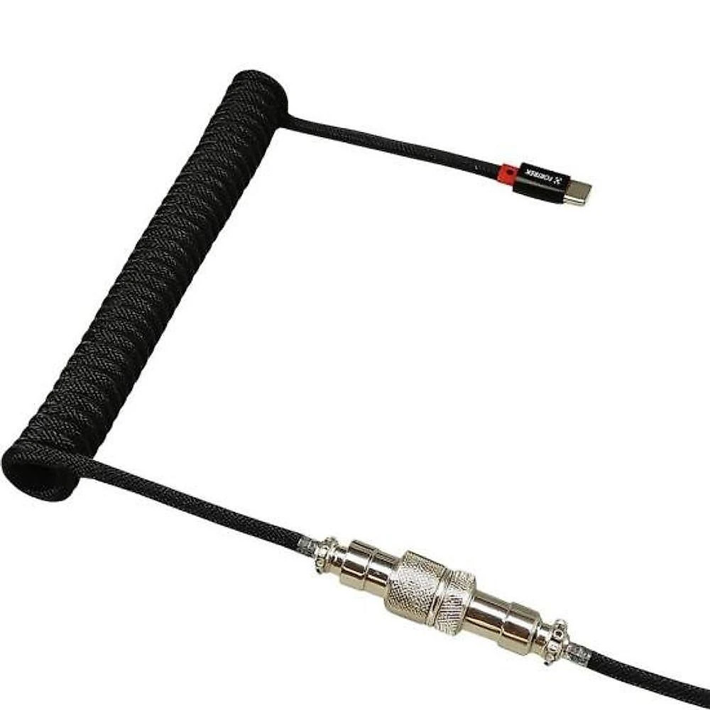 Cabo Usb C Coiled Helix para Teclado Mecânico com Organização de Setup Preto Fortrek