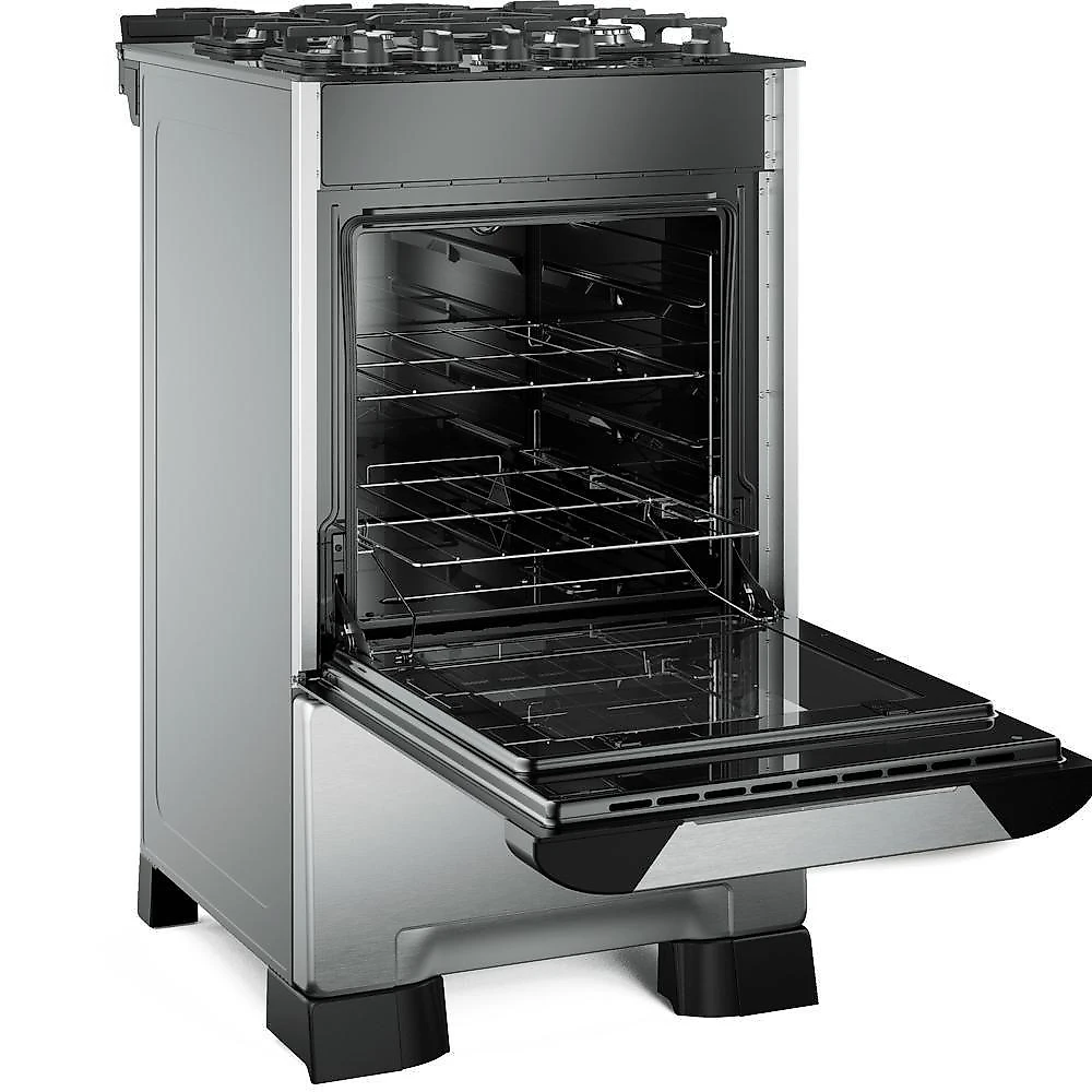 Fogão Mueller 4 Bocas Decorato Vetro Inox Com Mesa De Vidro Inox Bivolt