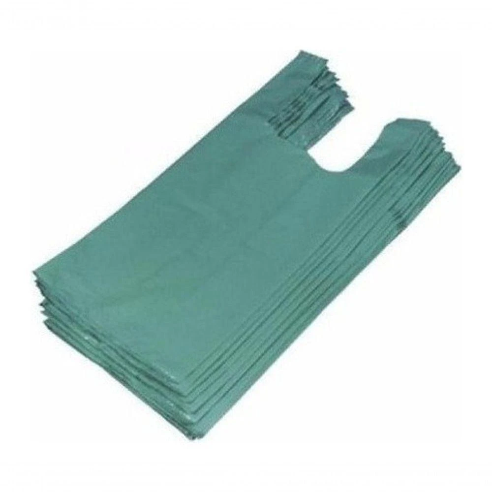 Sacola Plástica Reciclada 30x40 3KG Reforçada Modelo Alça Camiseta Verde Higipack