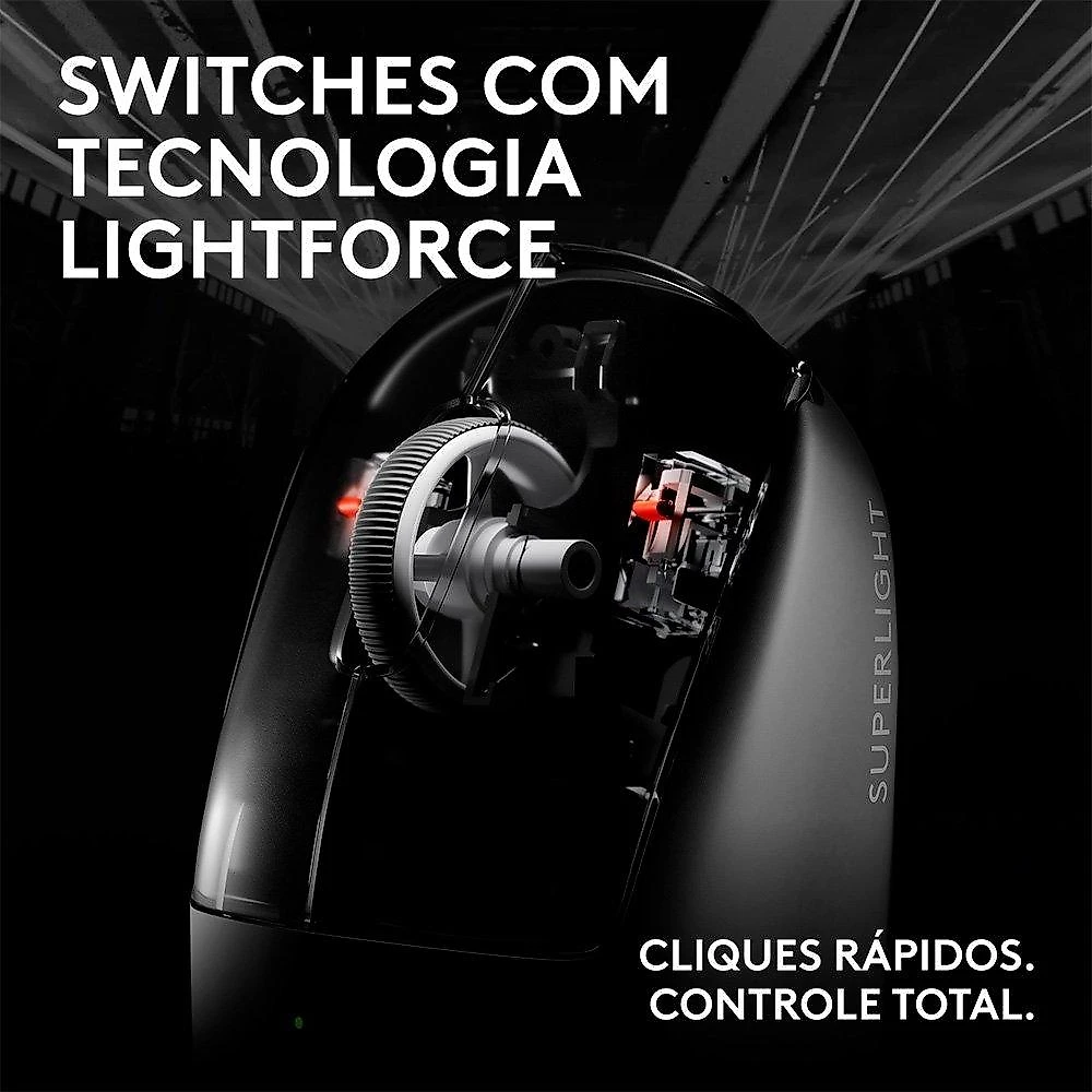 Mouse Gamer Sem Fio Logitech G PRO X SUPERLIGHT 2c, 5 botões, 44000 DPI, Atualização de até 8 kHz, PC e Mac, Preto - 910-007530