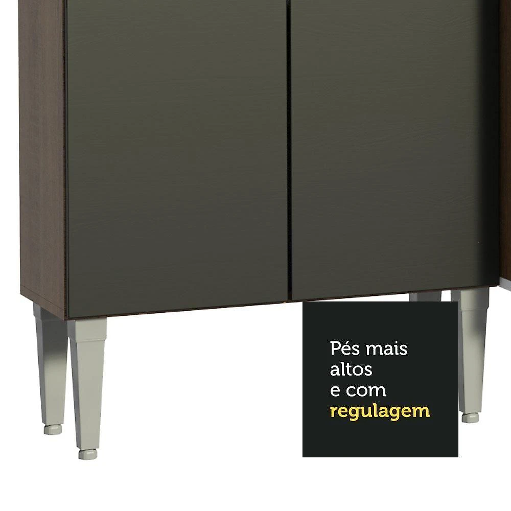 Armário De Cozinha Completa 293cm Rustic/preto Emilly Madesa 10 Rustic/preto