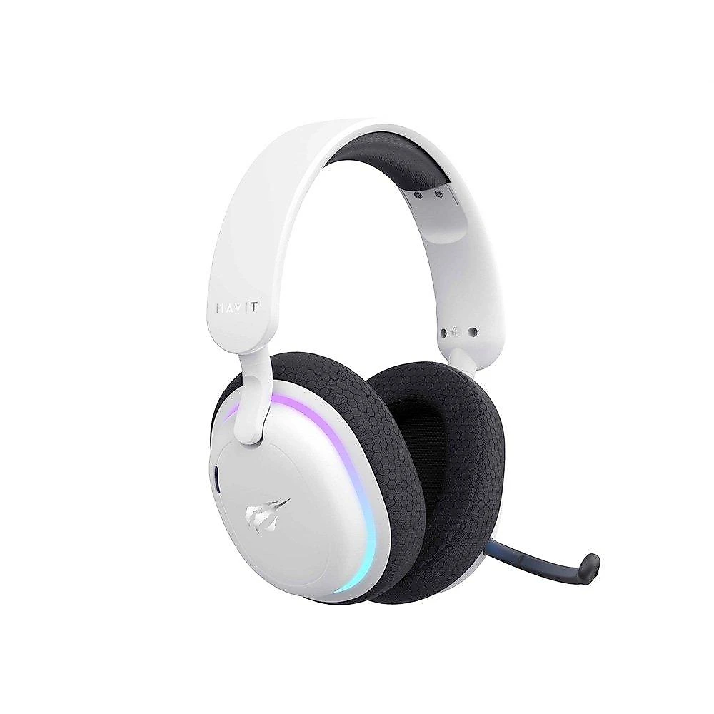 Headset Gamer Sem Fio Professional Fuxi-H7, RGB, Tri Mode, Bluetooth, Recarregável, USB-C, Branco - Fuxi-H7 White