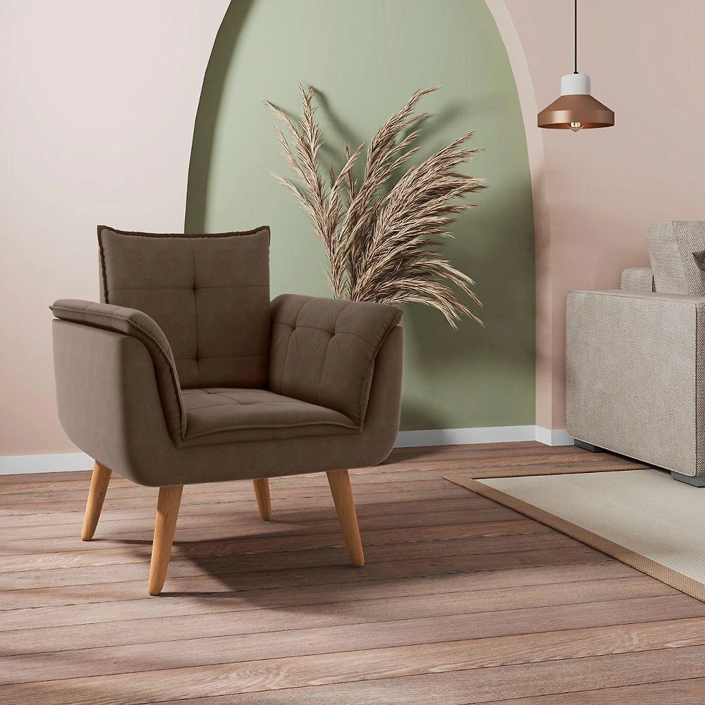 Poltrona Maya para Sala com Tecido Inca Marrom Framar 82CM