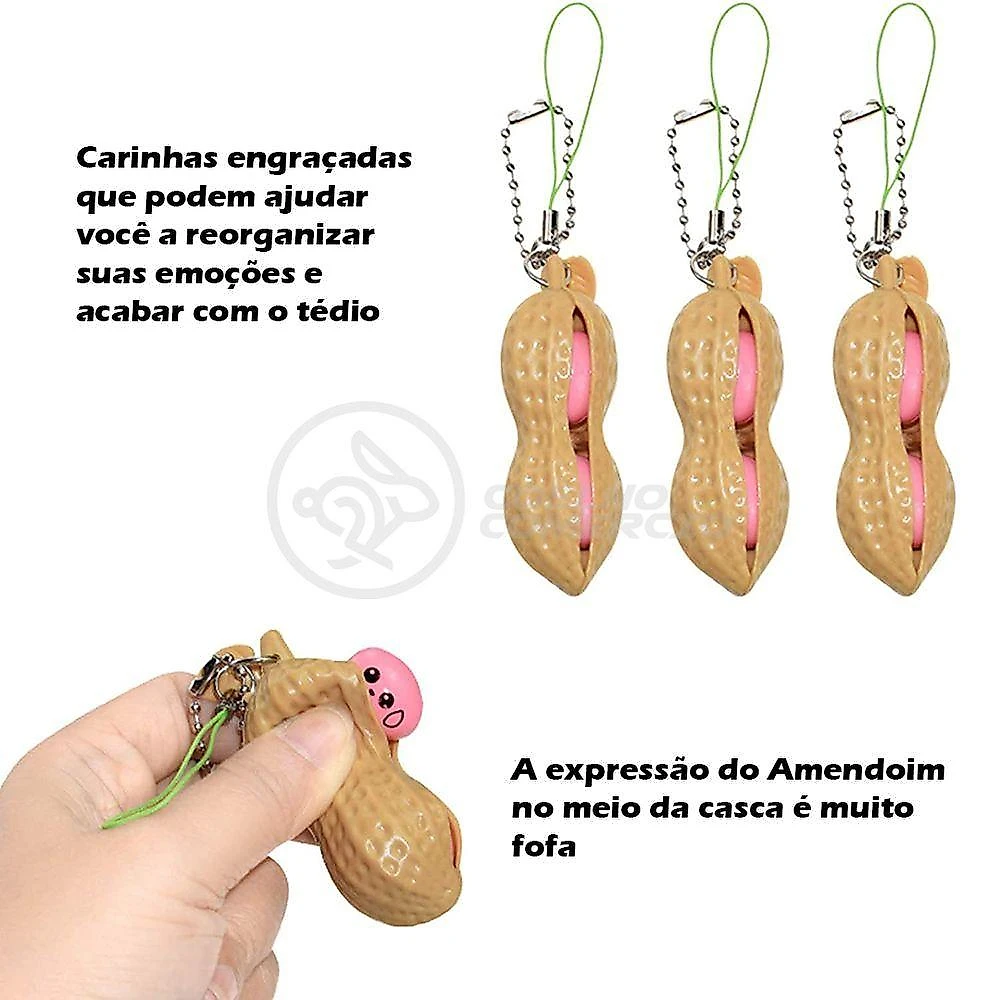 Chaveiro Amendoim Anti Stress Tiktok Relaxa Marrom
