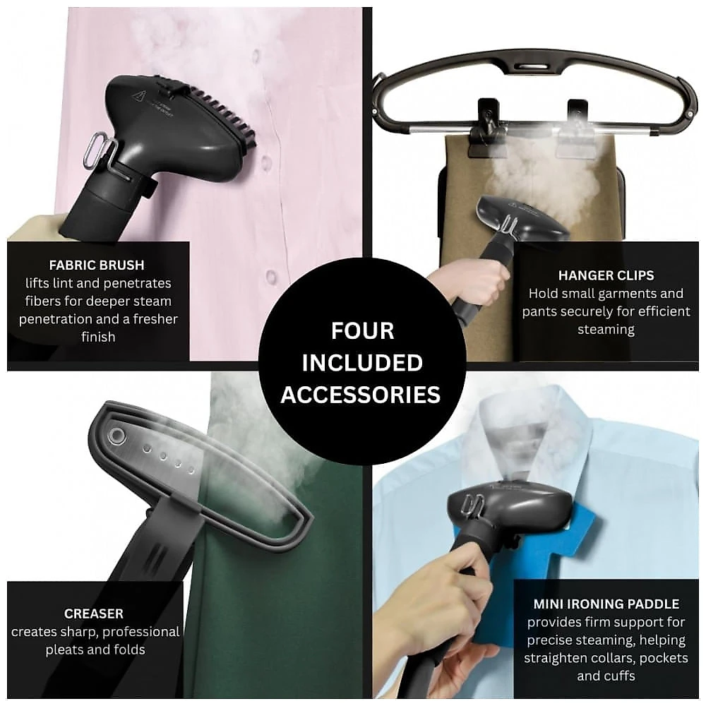 SALAV Deluxe Edição Limitada Série Profissional de Vaporizador de Roupas com Duplo Suporte e Pedais, 3 Pacotes de Descalcificante
