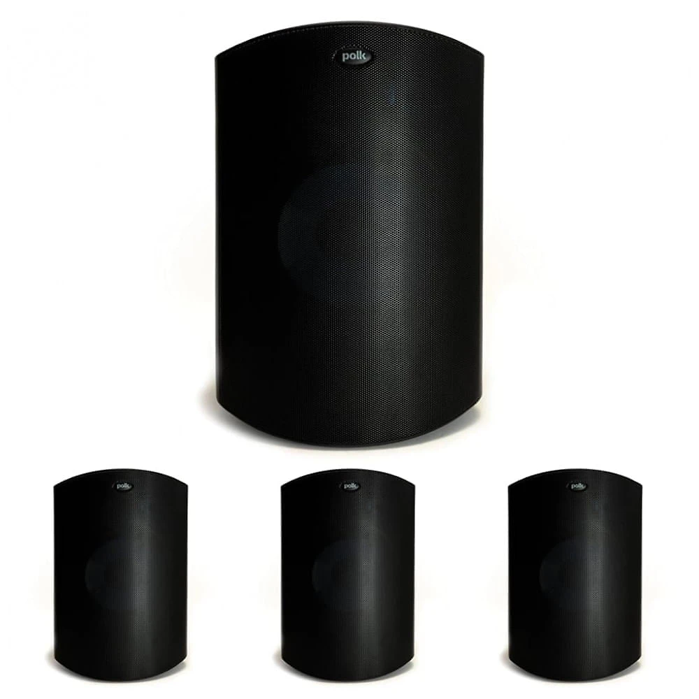 Caixa acústica outdoor Polk Audio Atrium 8 SDI preta, woofer 165 mm, 2 tweeters 25 mm, estéreo/mono, kit com 4 caixas, montagem Speed-Lock