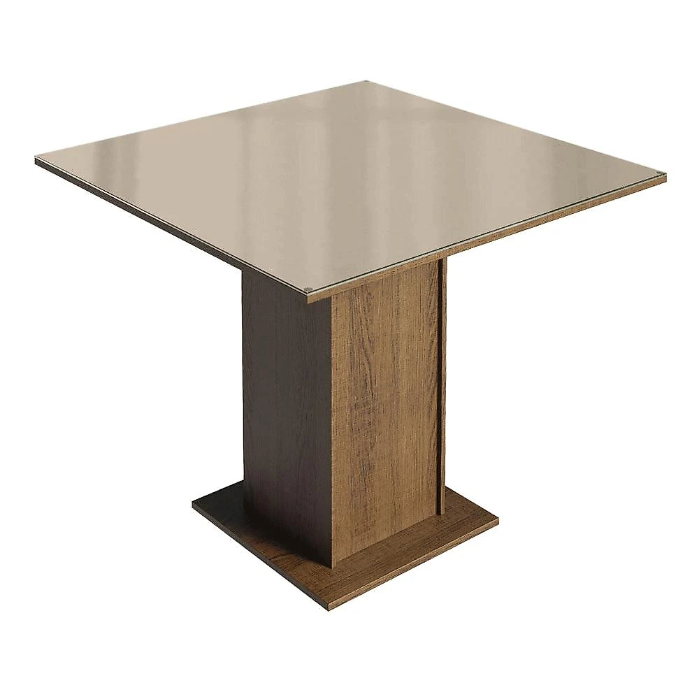 Conjunto Sala de Jantar Tampo de Vidro 4 Cadeiras Rustic/Crema/Imperial Sálvia Madesa