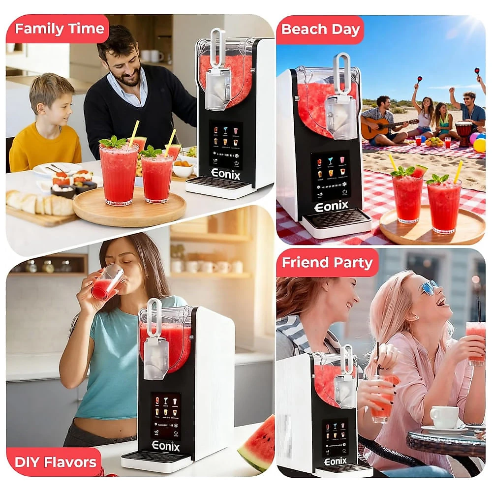 Máquina de Slush Raspadinha EONIX 64oz 6 Programas Auto Limpeza Frozen 240V