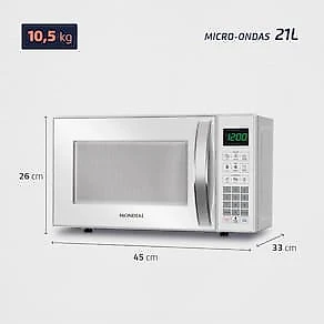 Micro-ondas Mondial MO-01-21-W com Função Tira Odor e Manter Aquecido Branco - 21L 110V