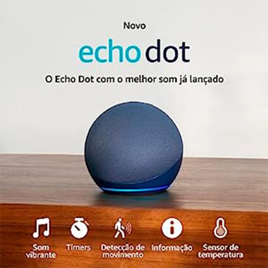 Miniatura Echo Dot 5ª geração Amazon, com Alexa, Smart Speaker, Azul - B09B8QFYZ2