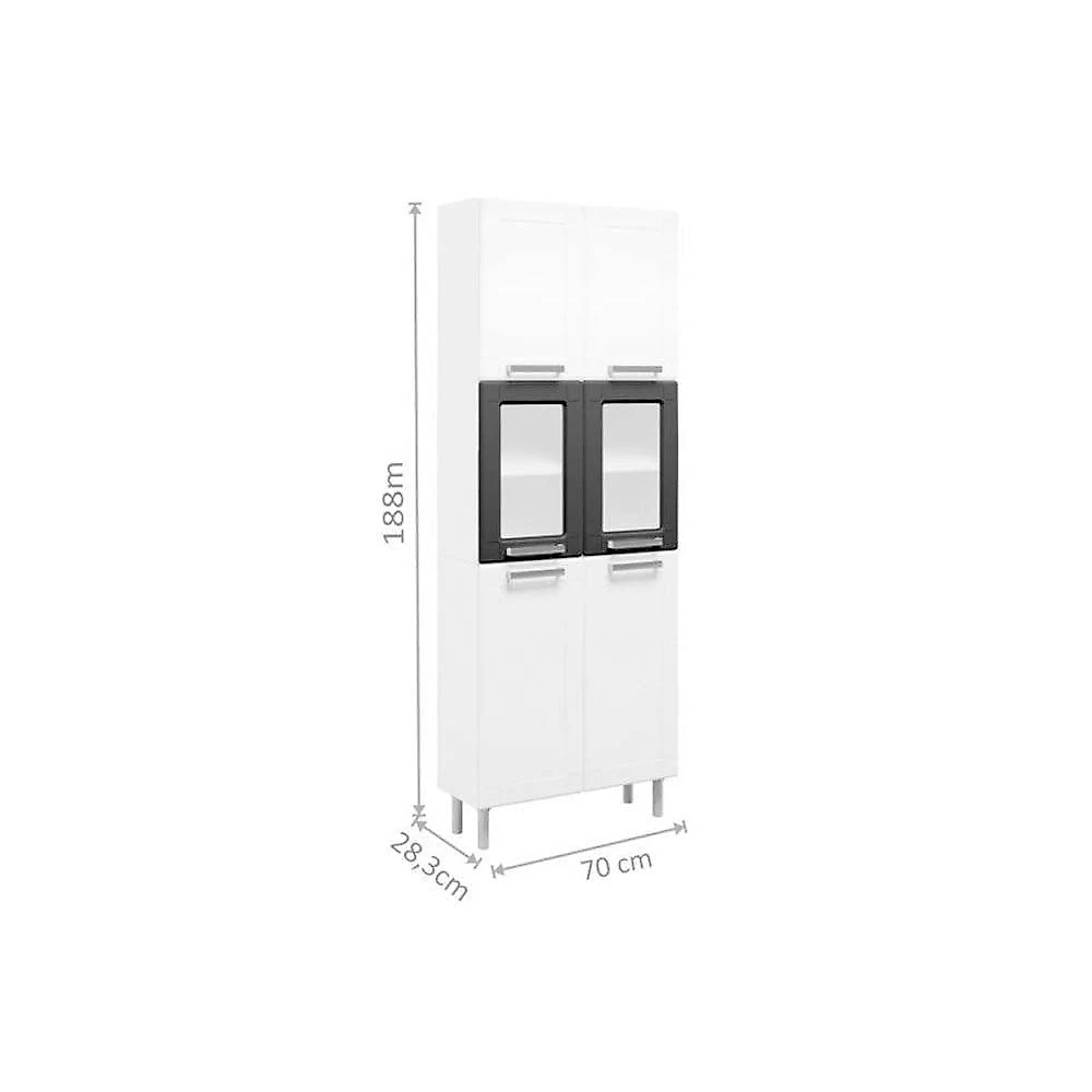 Cozinha Modulada Completa Múltipla 4 Peças (2 Armários + 1 Balcão + 1 Paneleiro) C4p83 Branco/preto