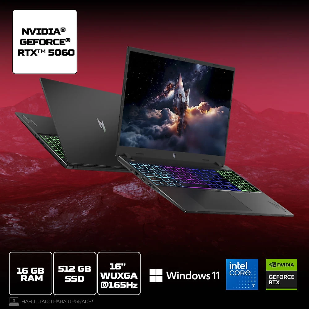 Notebook Gamer Acer Nitro V16 ANV16-I31-70Z0 Intel® Core™ 7 240H 16GB RAM 512GB SSD RTX5060 Windows 11 Home 16"