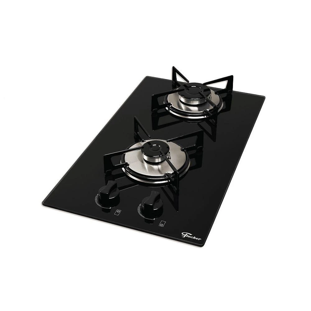 Fogão Cooktop Fischer 2Q Gás Mesa Vidro Com Supervisor De Chama Bivolt
