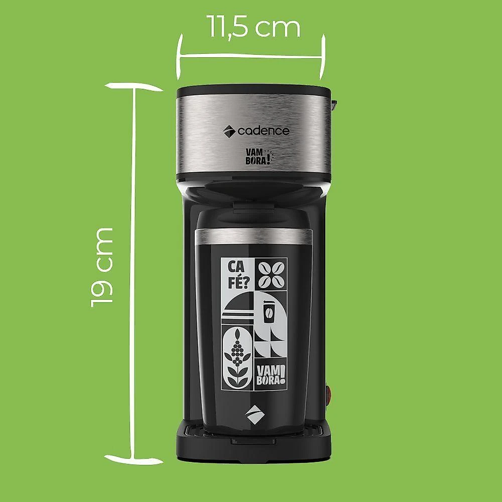 Cafeteira elétrica cadence vambora caf207 com copo térmico inox 600w 110v