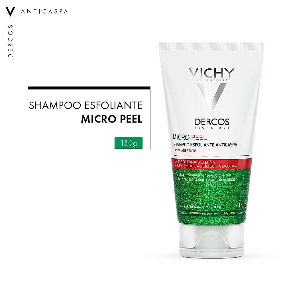 Vichy dercos micro peel - shampoo esfoliante anticaspa 150ml