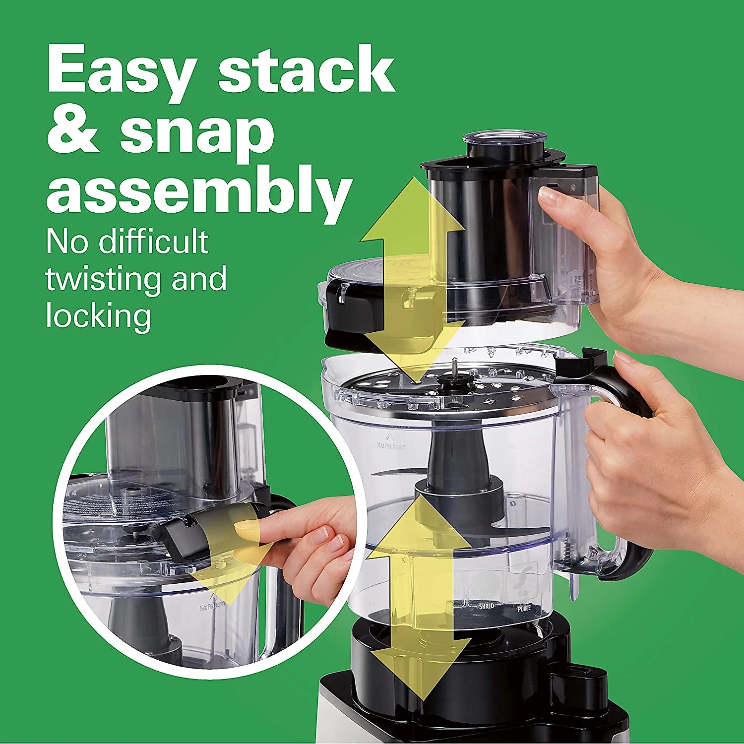 Hamilton Beach Processador de Alimentos, capacidade de 2,8L, com bocal extra largo, 450W, 110V, preto.