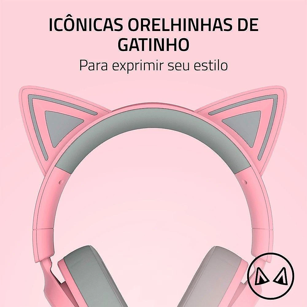 Headset Gamer Razer Kraken Kitty V3 X, RGB Chroma, Iluminação nas Orelhas, USB, Quartz - RZ04-05350100