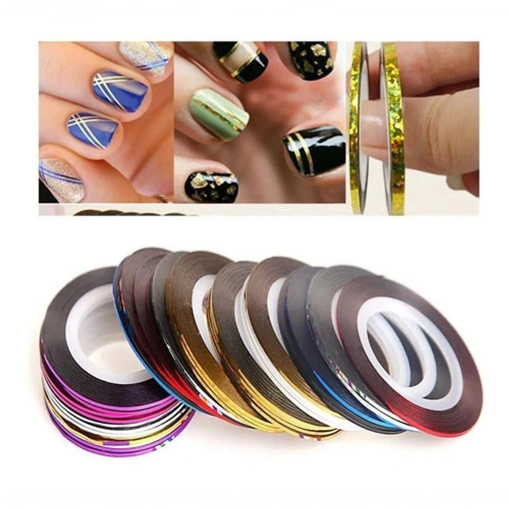 Kit 10 Fitas Metalizadas Adesiva Películas Fio De Ouro