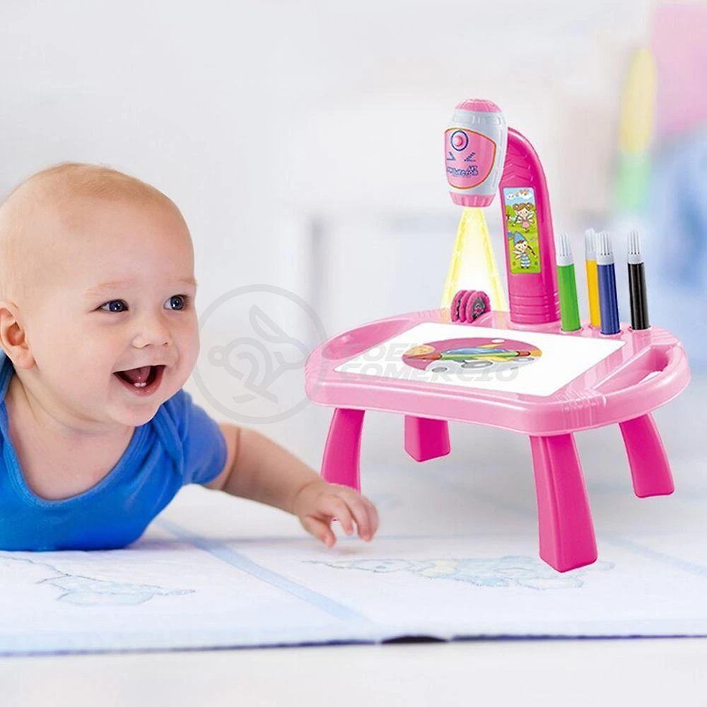 Projetor Para Desenho Infantil Aprendizagem Robo Rosa
