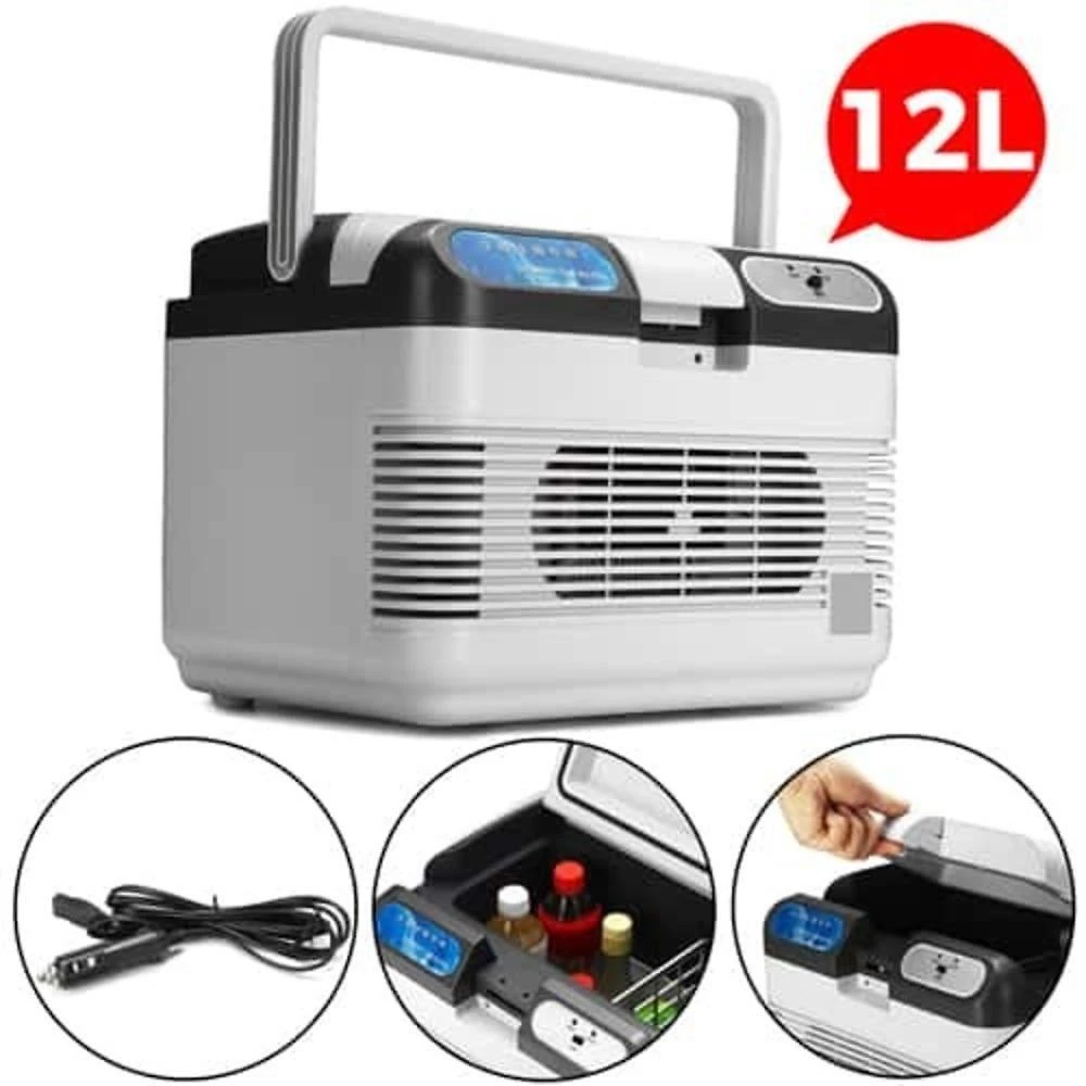 Geladeira Mini Cooler Portátil 1 Porta 12L com Função 2 em 1 Branco 12V