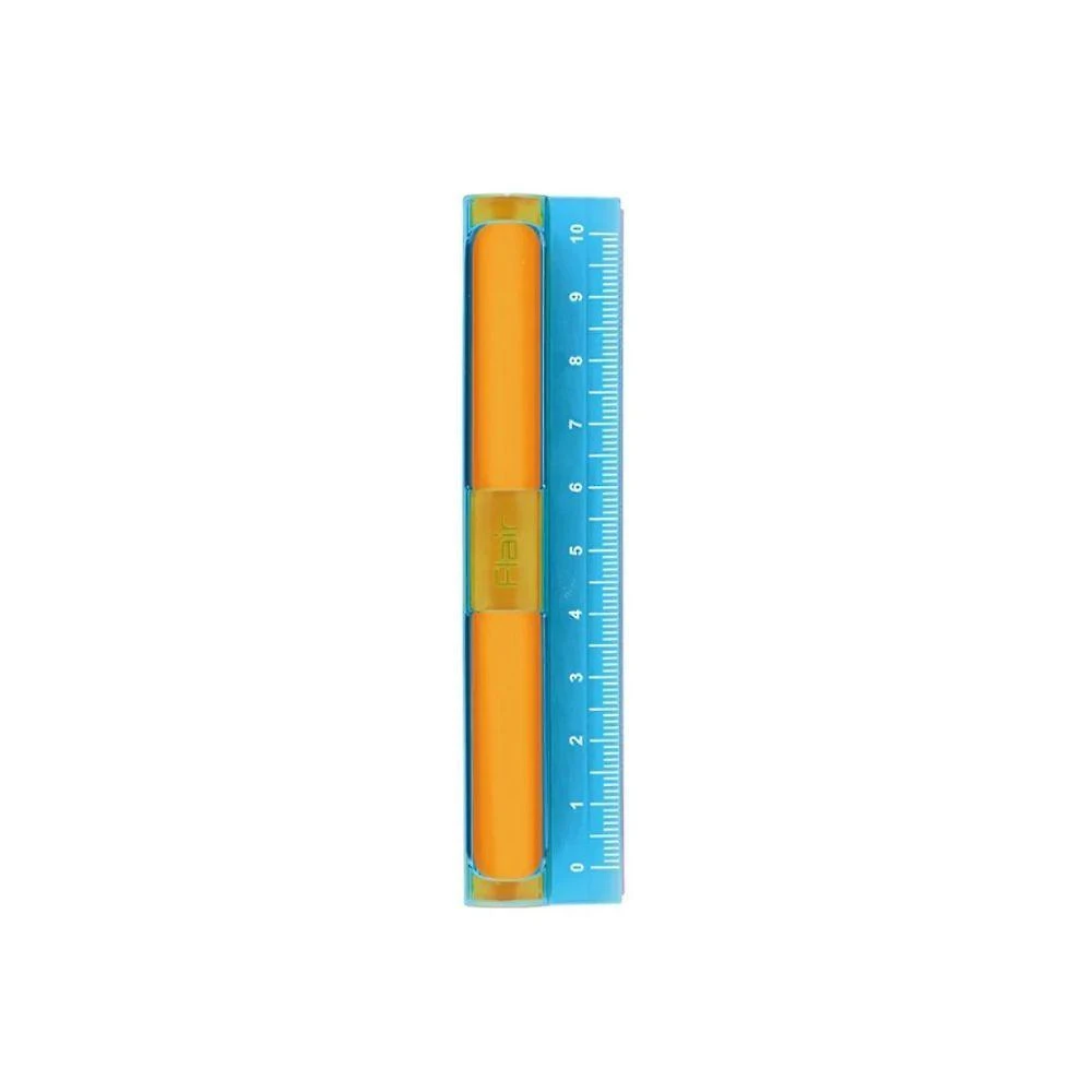 Régua com Borracha Tris Flair com Apagador Embutido sem PVC 10 cm 1 Unidade Laranja
